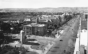 North Terrace, Adelaide, 1940. From left: National War Memorial, Institute, Mortlock Library, and Bonython Hall