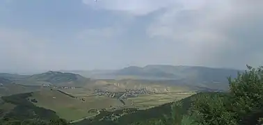 The northern part of the Lori Province as seen from Pushkin Pass. Pushkino is visible in the foreground to the left.