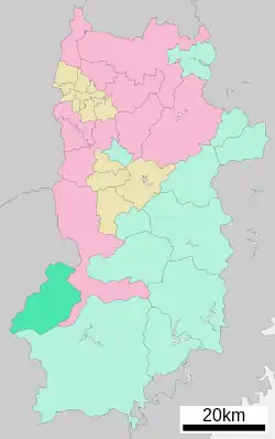 Location of Nosegawa in Nara Prefecture