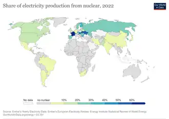 Image 23Share of electricity production from nuclear, 2022 (from Nuclear power)