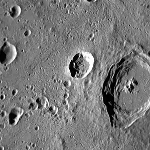 Nureyev crater (center) at a low sun angle