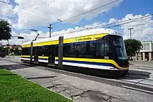 A Brookville Liberty Modern Streetcar on the Dallas Streetcar line