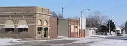 North side of 5th Street in Oakdale.  The building at left is the village hall.