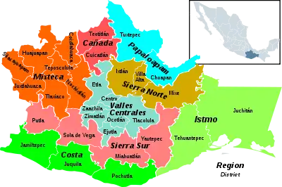 Oaxaca regions and districts: Istmo to Southeast