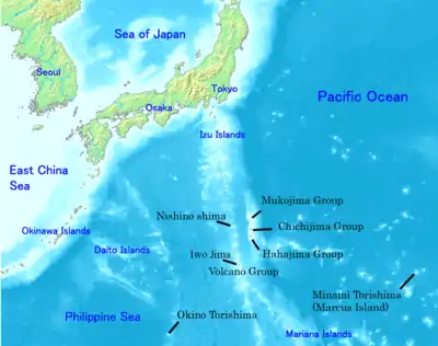 Location of the islands of Ogasawara Village