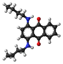 Ball-and-stick model of the Oil Blue 35 molecule