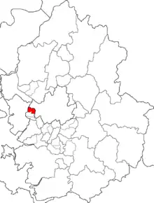 A map of Bucheon, with Ojeong-gu highlighted red on the left side.