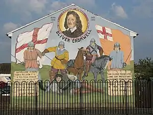 A mural in Belfast depicting Oliver Cromwell