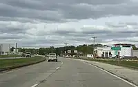 Looking north at the welcome sign on Wisconsin Highway 35