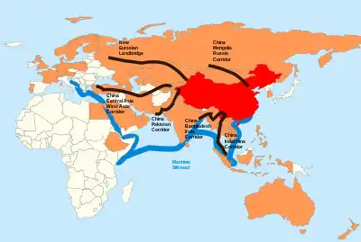  Map of Asia, showing the OBOR initiative