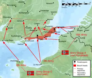 Map showing German invasion plans