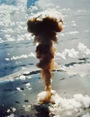 Aerial view of the mushroom cloud.