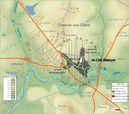 Map showing modern and former village