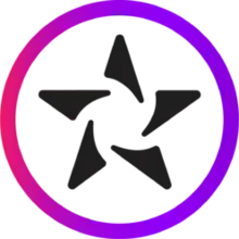 Logo of the esports organisation ORDER, featuring a stylised black star within a chrome pink and purple circle