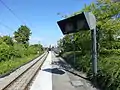 Platform with trains towards Copenhagen