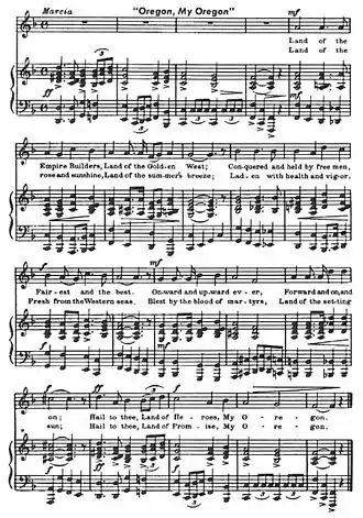 Sheet music, including the lyrics and music of the song.