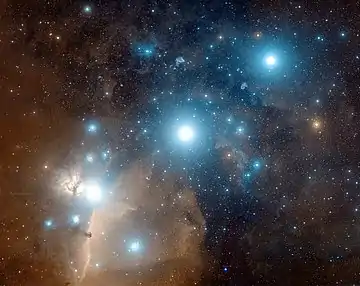 Orion's Belt with Alnitak on the left-hand side and the Horsehead Nebula directly below it