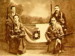 Image 38Monarchist counter-revolutionary soldiers holding the flag of the monarchy after the capture of Porto in 1919. (from History of Portugal)