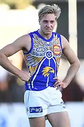 Male athlete in an Australian rules football game