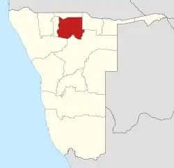 Location of the Oshikoto Region in Namibia