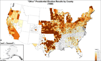 Map of "other" presidential election results by county