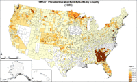 Map of "other" presidential election results by county