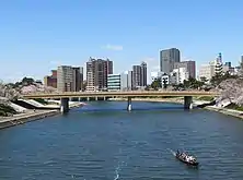 Skyline of Okazaki City and Oto River