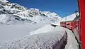 Bernina Pass by train in winter