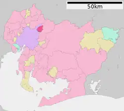 Location of Owariasahi in Aichi Prefecture