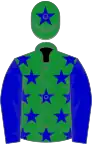 Green, blue stars and sleeves, green cap, blue star