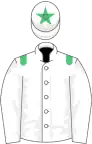 White, emerald green epaulettes and star on cap