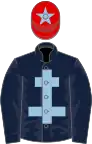 Dark blue, light blue cross of lorraine, red cap, light blue star