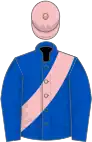 Royal blue, pink sash and cap