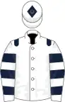 White dark blue epaulets and hooped sleeves, diamond on cap