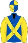 Royal blue, yellow sleeves and cross-belts, quartered cap