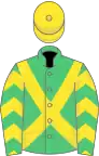 Emerald Green, Yellow cross belts, chevrons on sleeves, Yellow cap