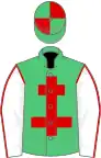 Emerald Green, Red Cross of Lorraine, White sleeves, Red seams, Emerald Green and Red quartered cap