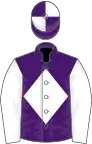 PURPLE, white diamond and sleeves, quartered cap