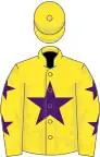 Yellow, purple star, yellow sleeves, purple stars