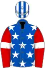 Royal blue, white stars, red sleeves, white armlets, white and royal blue striped cap