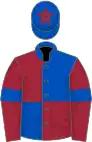 Maroon and royal blue (quartered), maroon sleeves, royal blue armlets, royal blue cap, maroon star