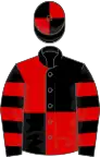 Black and red (quartered), hooped sleeves