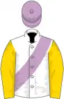 White, Lilac sash, Gold sleeves, Lilac cap