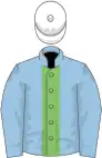 Light blue, light green stripe, white cap