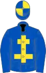 Royal blue, yellow cross of Lorraine, quartered cap