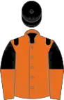 Orange, black epaulets, black and orange halved sleeves, black cap