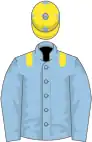 Light blue, yellow epaulets, yellow cap, light blue stars