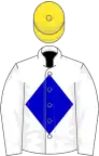 White, blue diamond, yellow cap