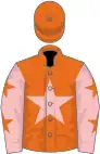 Orange, pink star, pink sleeves, orange stars, orange cap