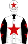 White, red star, black sleeves, red stars, white cap, red star